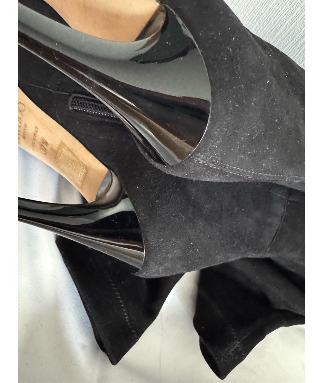 JIMMY CHOO Черные замшевые ботфорты, фото 6