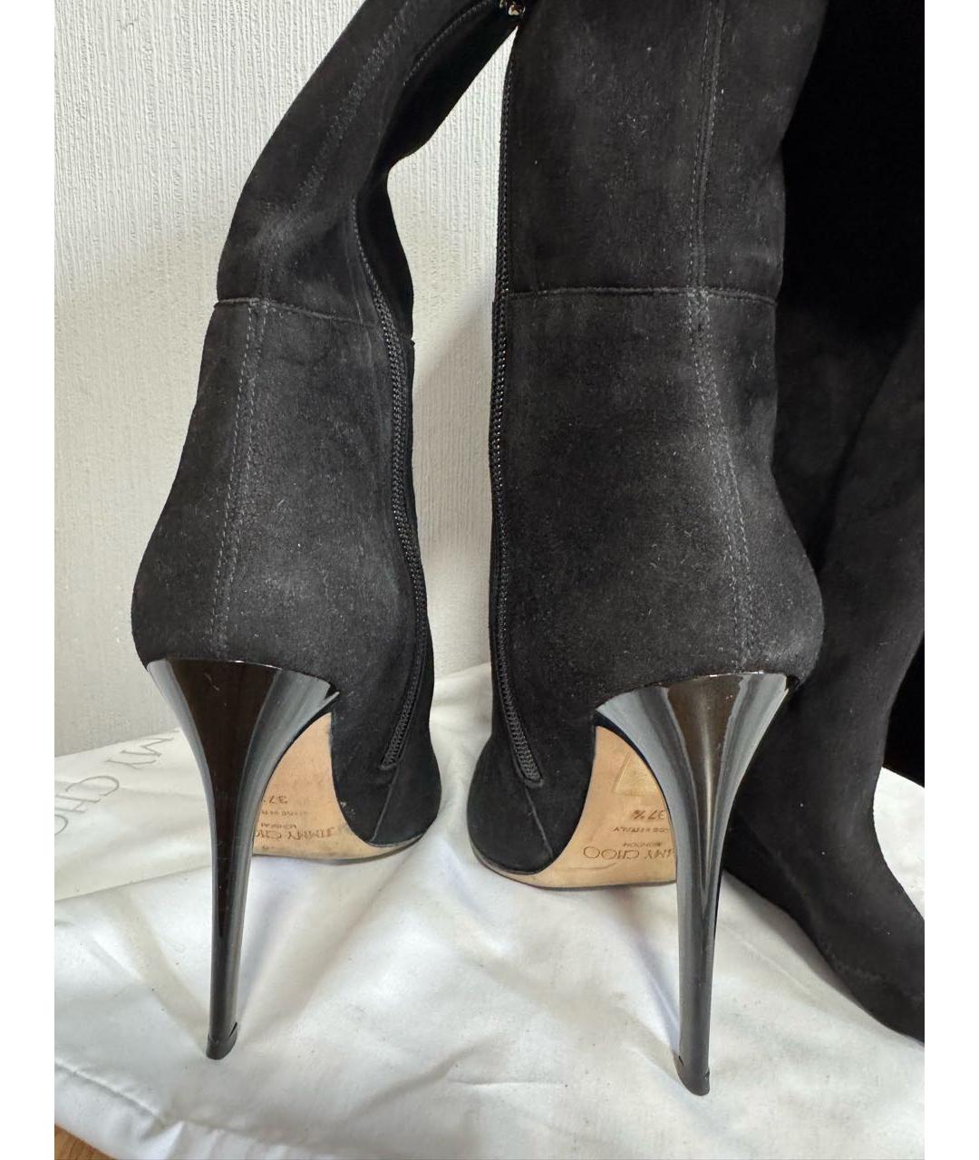 JIMMY CHOO Черные замшевые ботфорты, фото 4