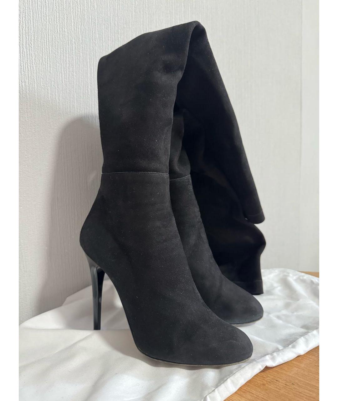 JIMMY CHOO Черные замшевые ботфорты, фото 8
