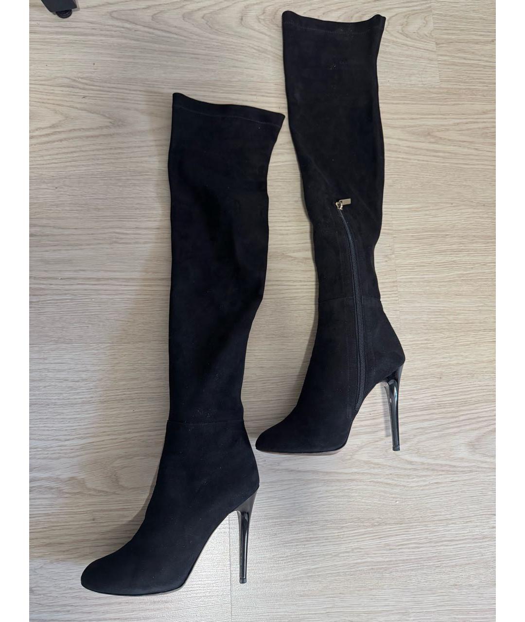JIMMY CHOO Черные замшевые ботфорты, фото 5