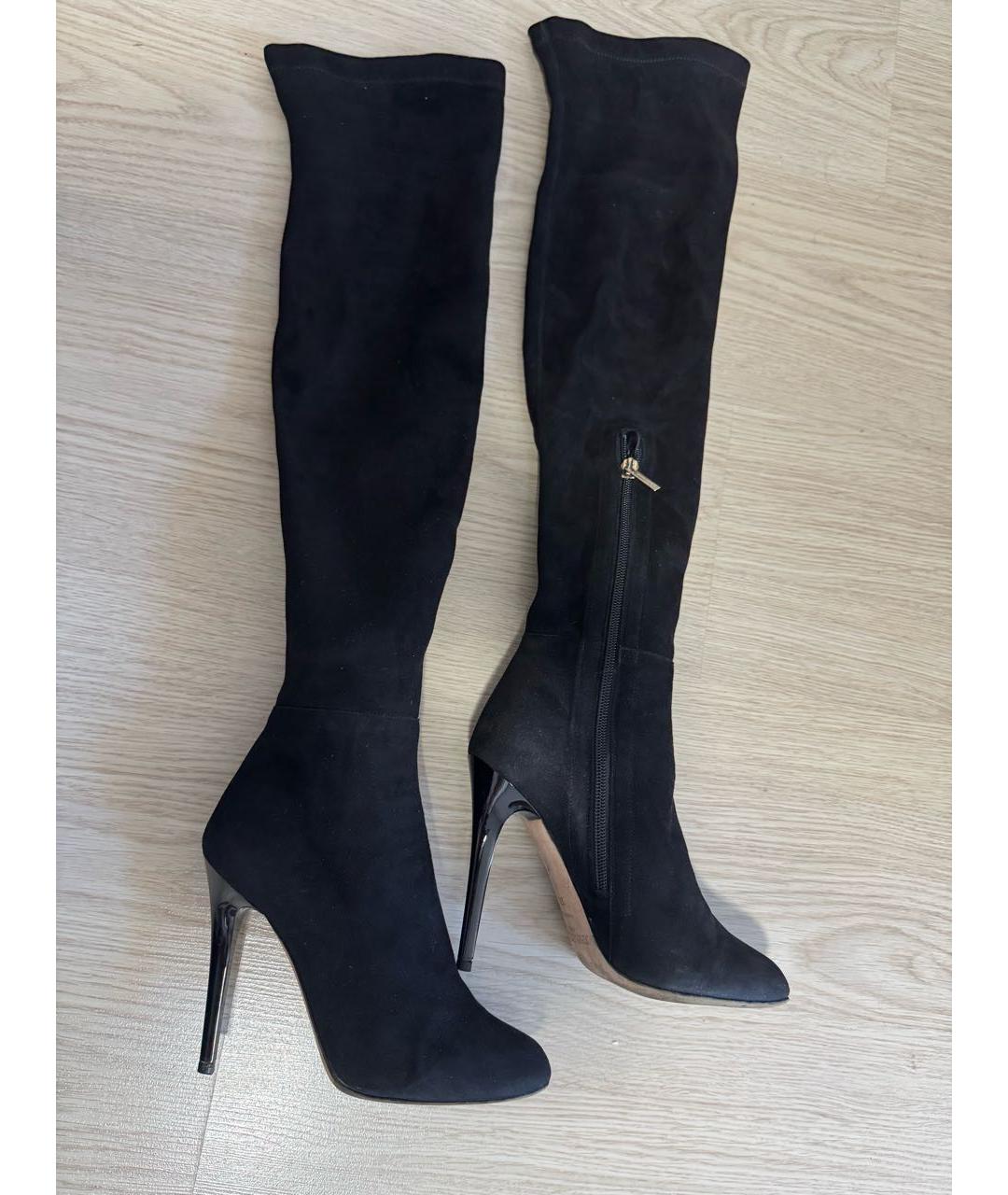 JIMMY CHOO Черные замшевые ботфорты, фото 9
