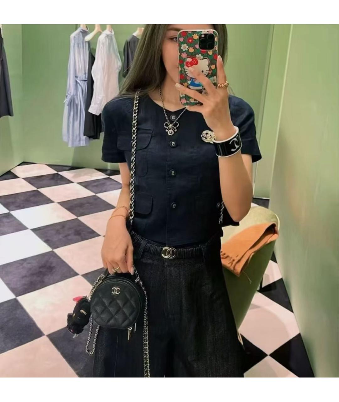 CHANEL Черный кожаный ремень, фото 3