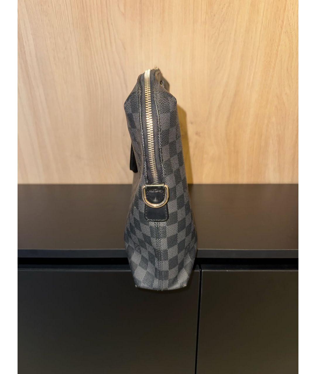 LOUIS VUITTON Антрацитовая канва сумка с короткими ручками, фото 2
