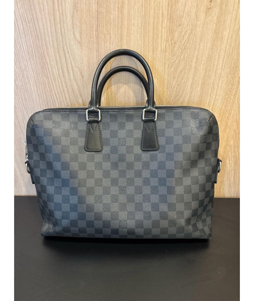 LOUIS VUITTON Антрацитовая канва сумка с короткими ручками, фото 8