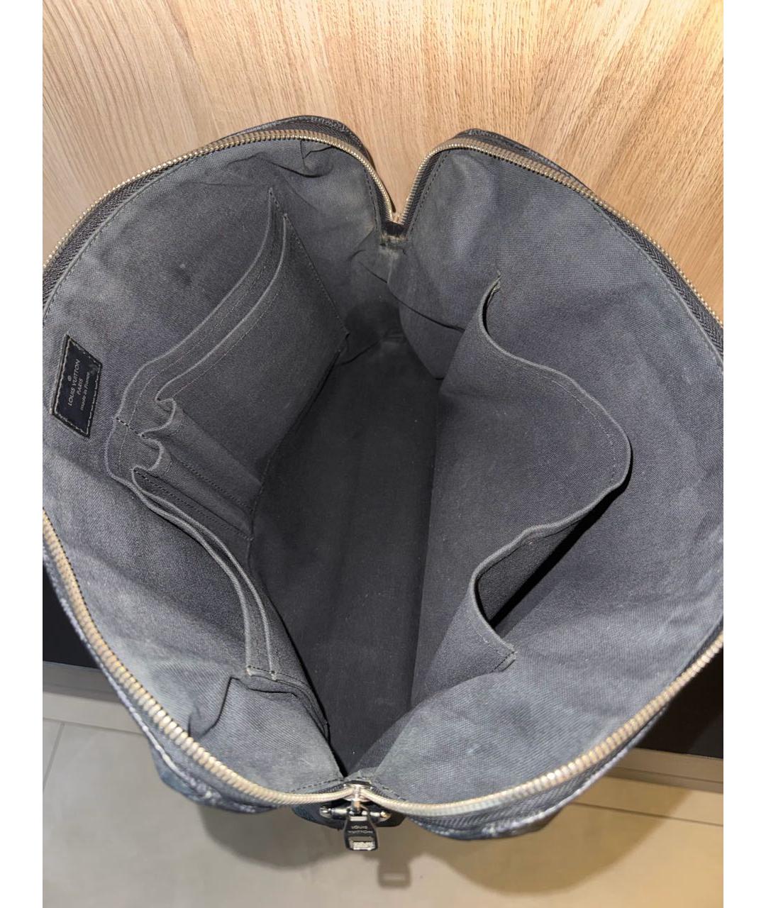 LOUIS VUITTON Антрацитовая канва сумка с короткими ручками, фото 4