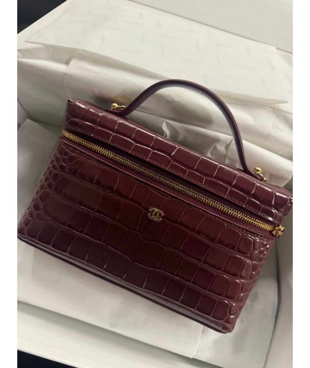 CHANEL Бордовая кожаная сумка через плечо, фото 2