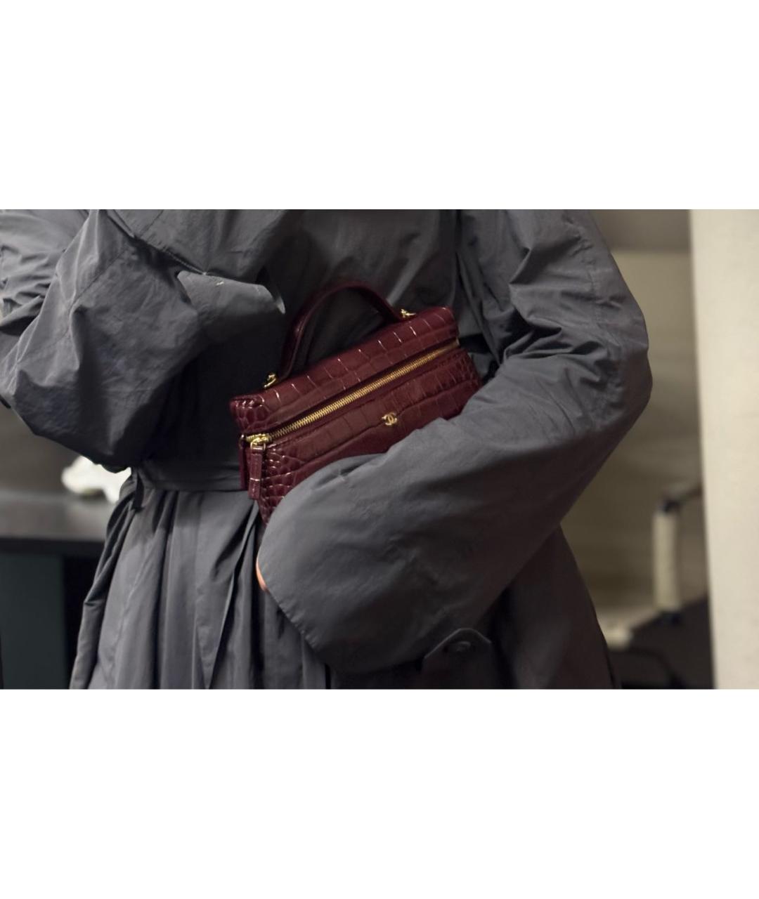 CHANEL Бордовая кожаная сумка через плечо, фото 4