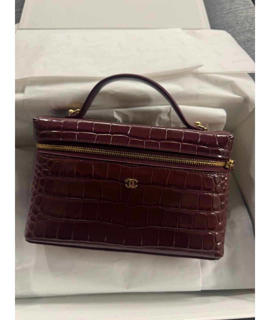 CHANEL Бордовая кожаная сумка через плечо, фото 3