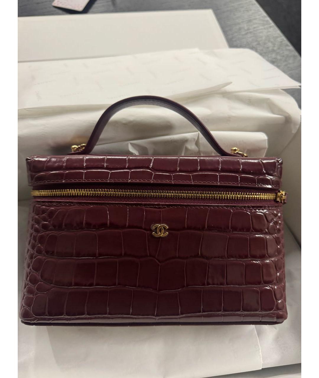 CHANEL Бордовая кожаная сумка через плечо, фото 5