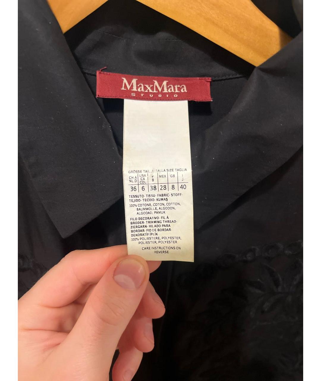 'S MAX MARA Черная хлопковая рубашка, фото 3