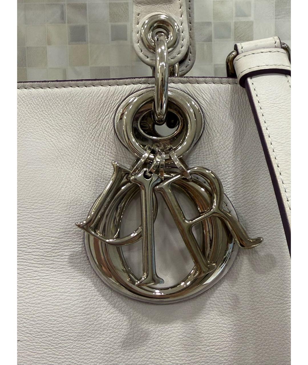 CHRISTIAN DIOR Белая кожаная сумка с короткими ручками, фото 3
