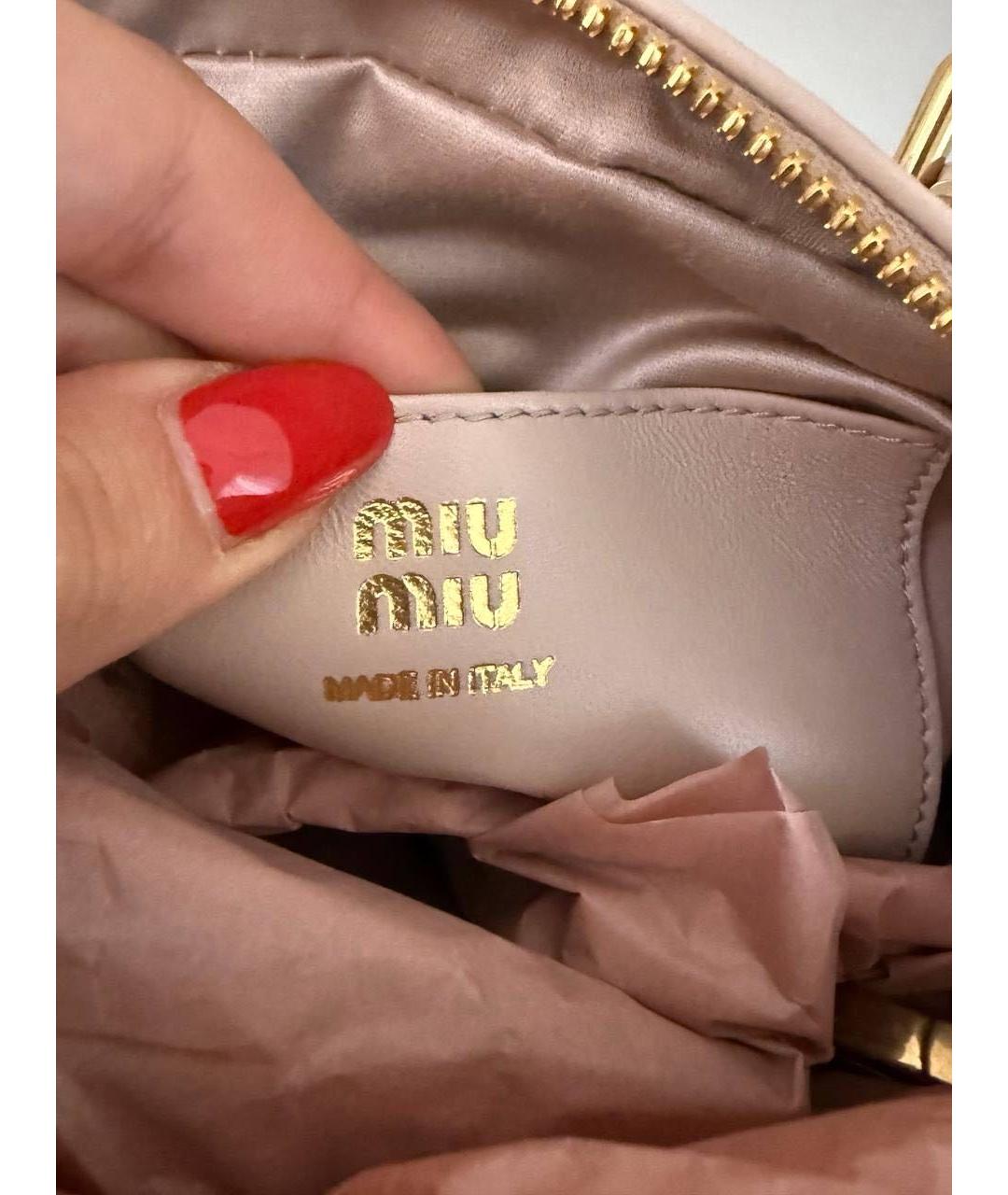 MIU MIU Розовая кожаная сумка с короткими ручками, фото 4