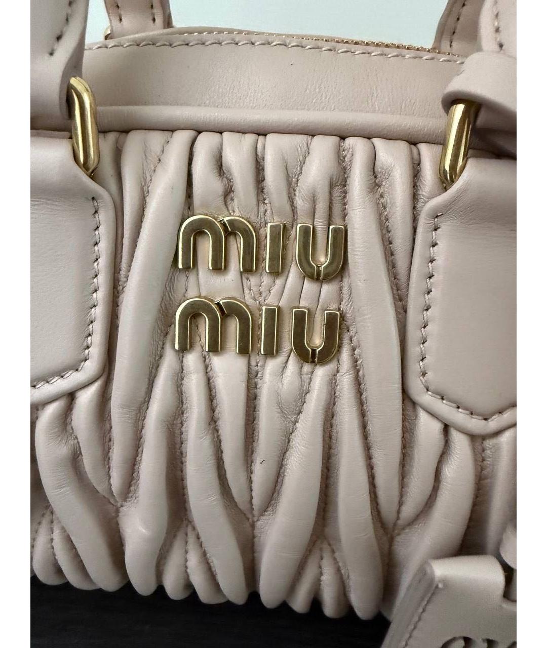 MIU MIU Розовая кожаная сумка с короткими ручками, фото 6