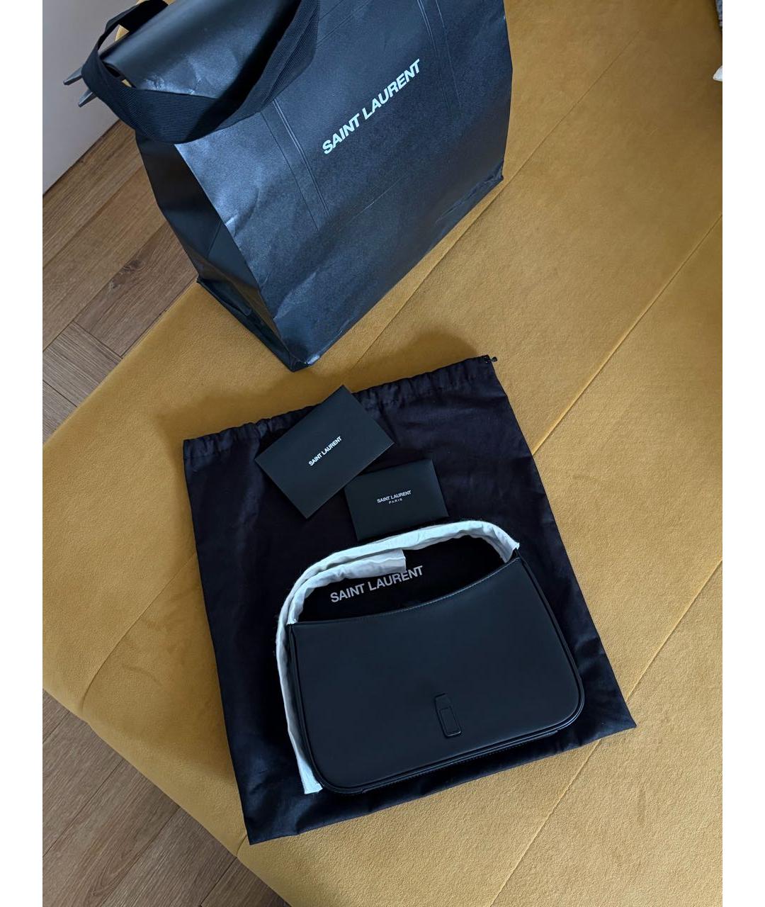 SAINT LAURENT Черная кожаная сумка с короткими ручками, фото 5