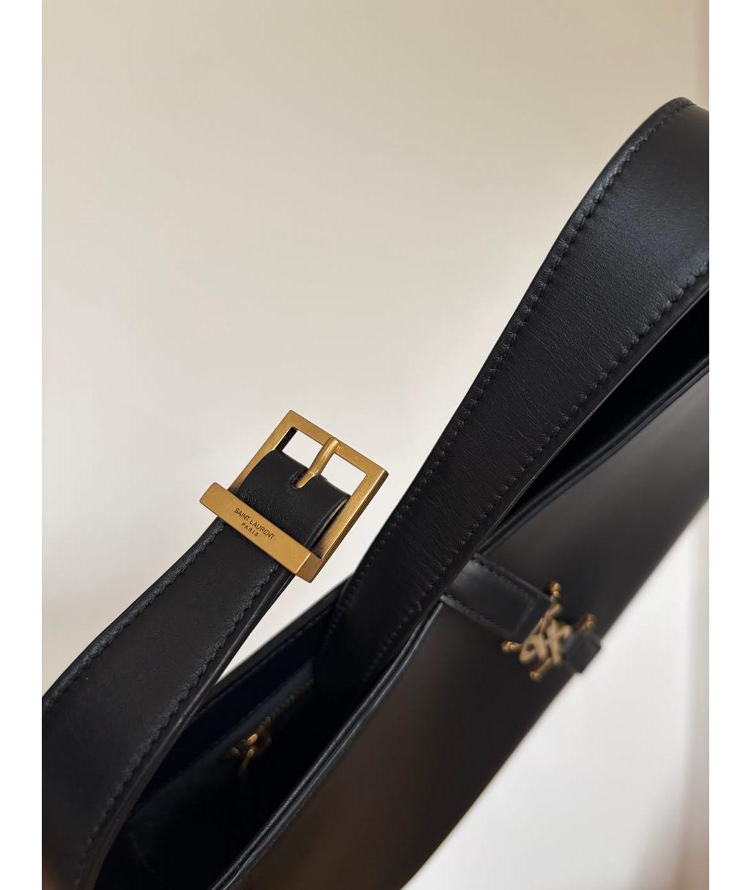 SAINT LAURENT Черная кожаная сумка с короткими ручками, фото 7