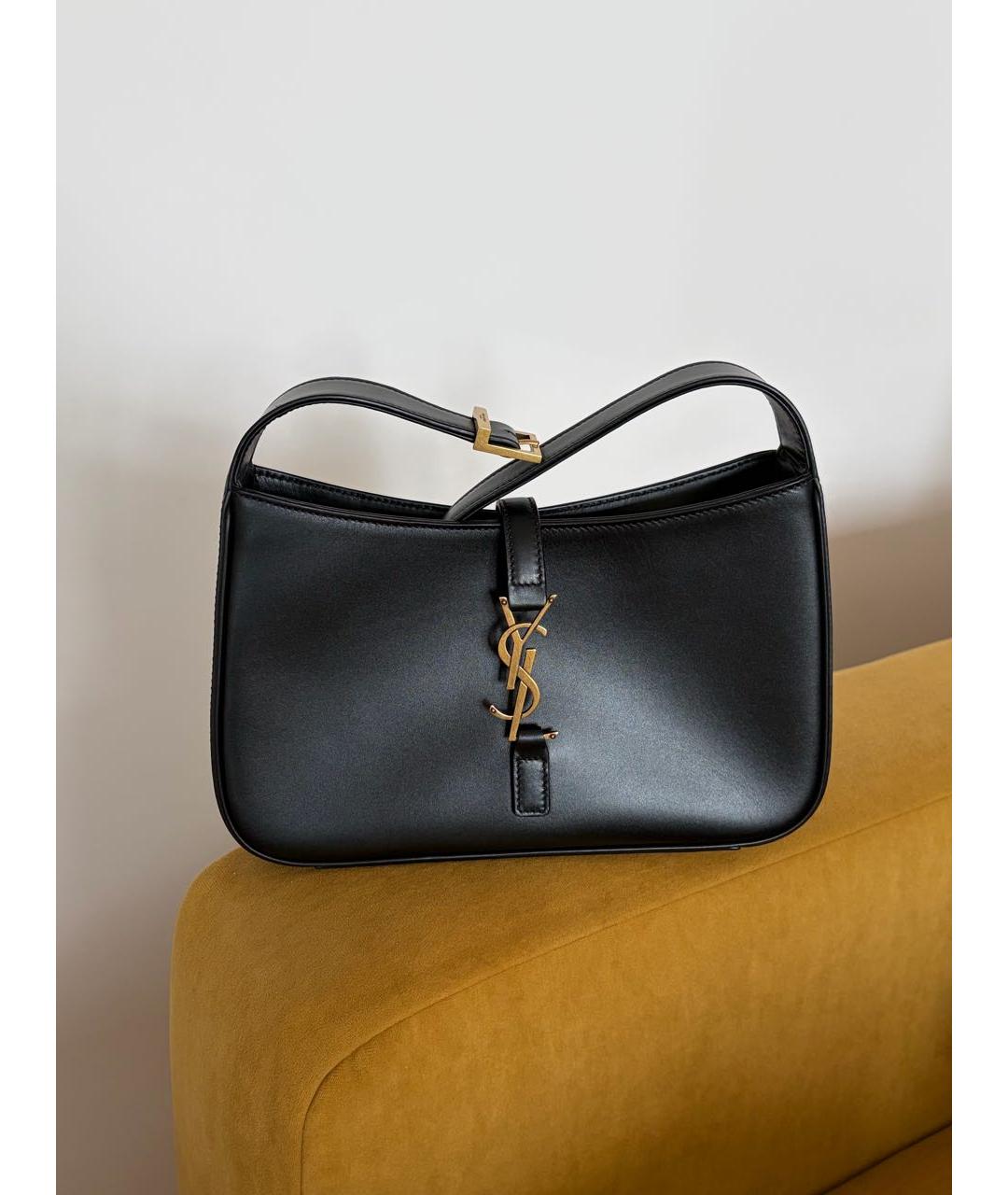SAINT LAURENT Черная кожаная сумка с короткими ручками, фото 8