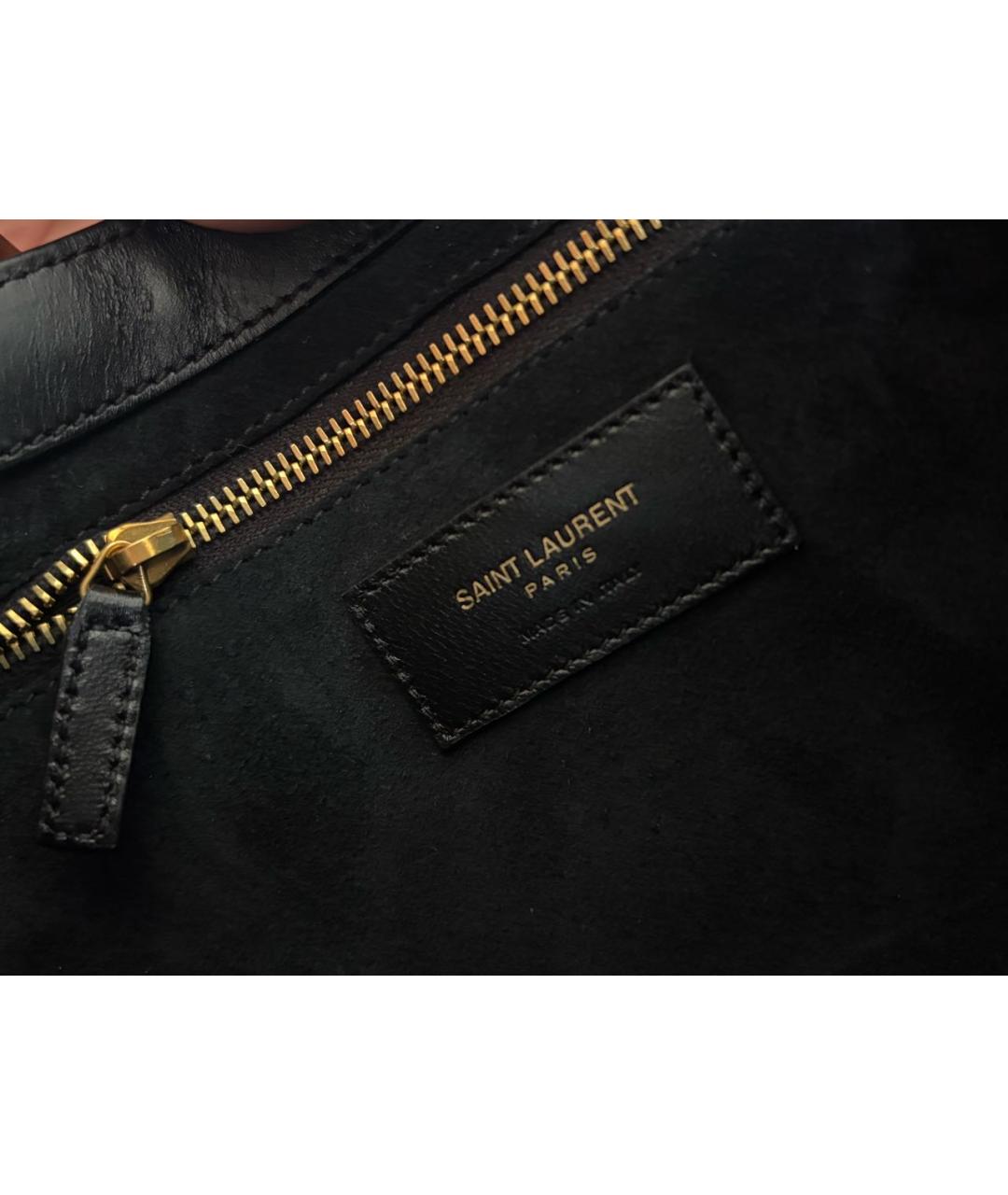 SAINT LAURENT Черная кожаная сумка с короткими ручками, фото 4