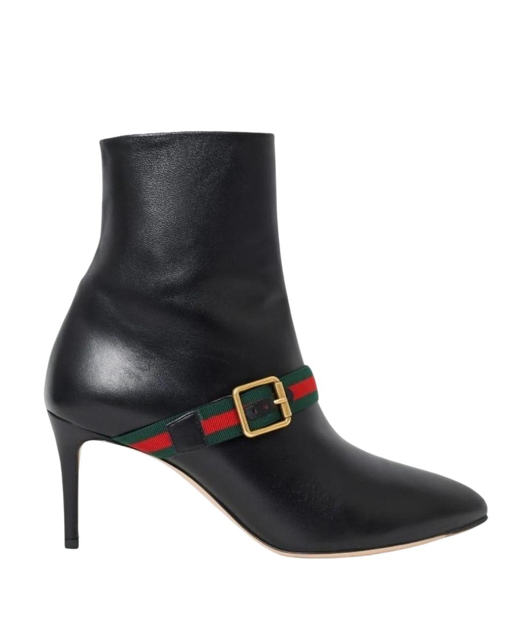 GUCCI Черные кожаные ботильоны, фото 1