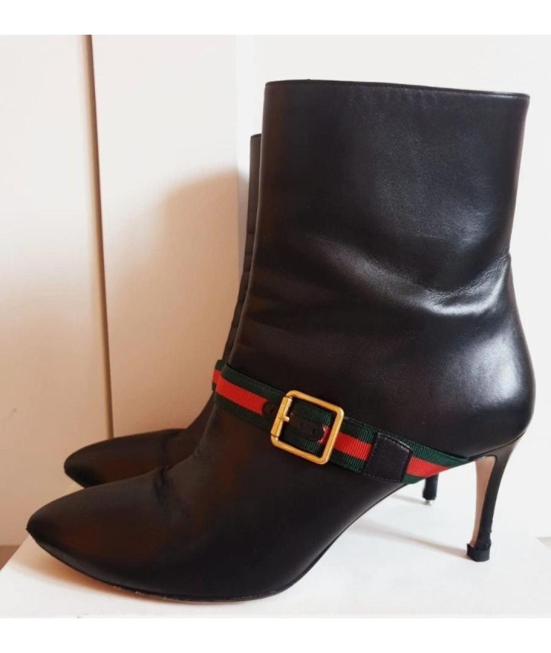 GUCCI Черные кожаные ботильоны, фото 3