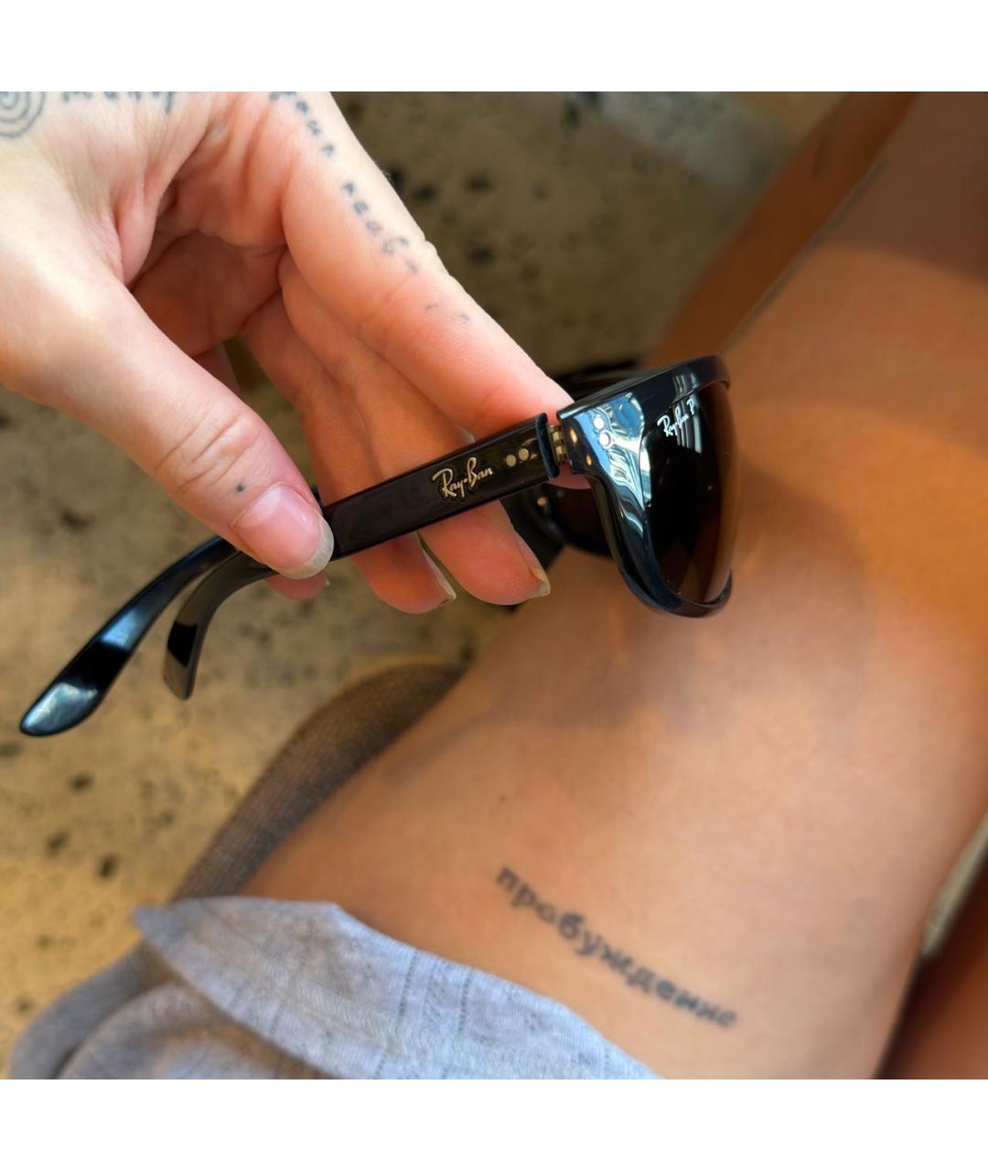 RAY BAN Черные пластиковые солнцезащитные очки, фото 7
