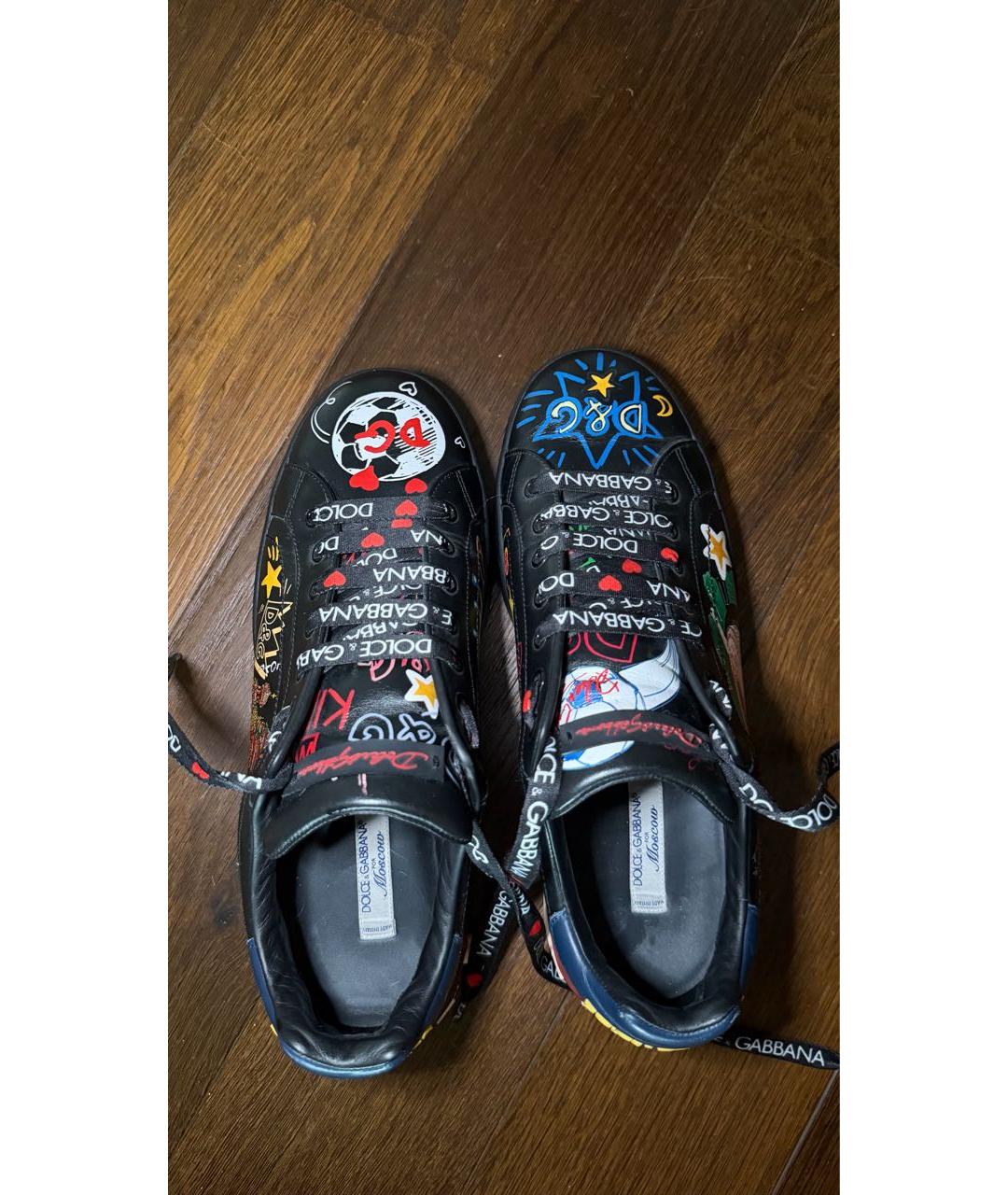 DOLCE&GABBANA Черные кожаные низкие кроссовки / кеды, фото 3