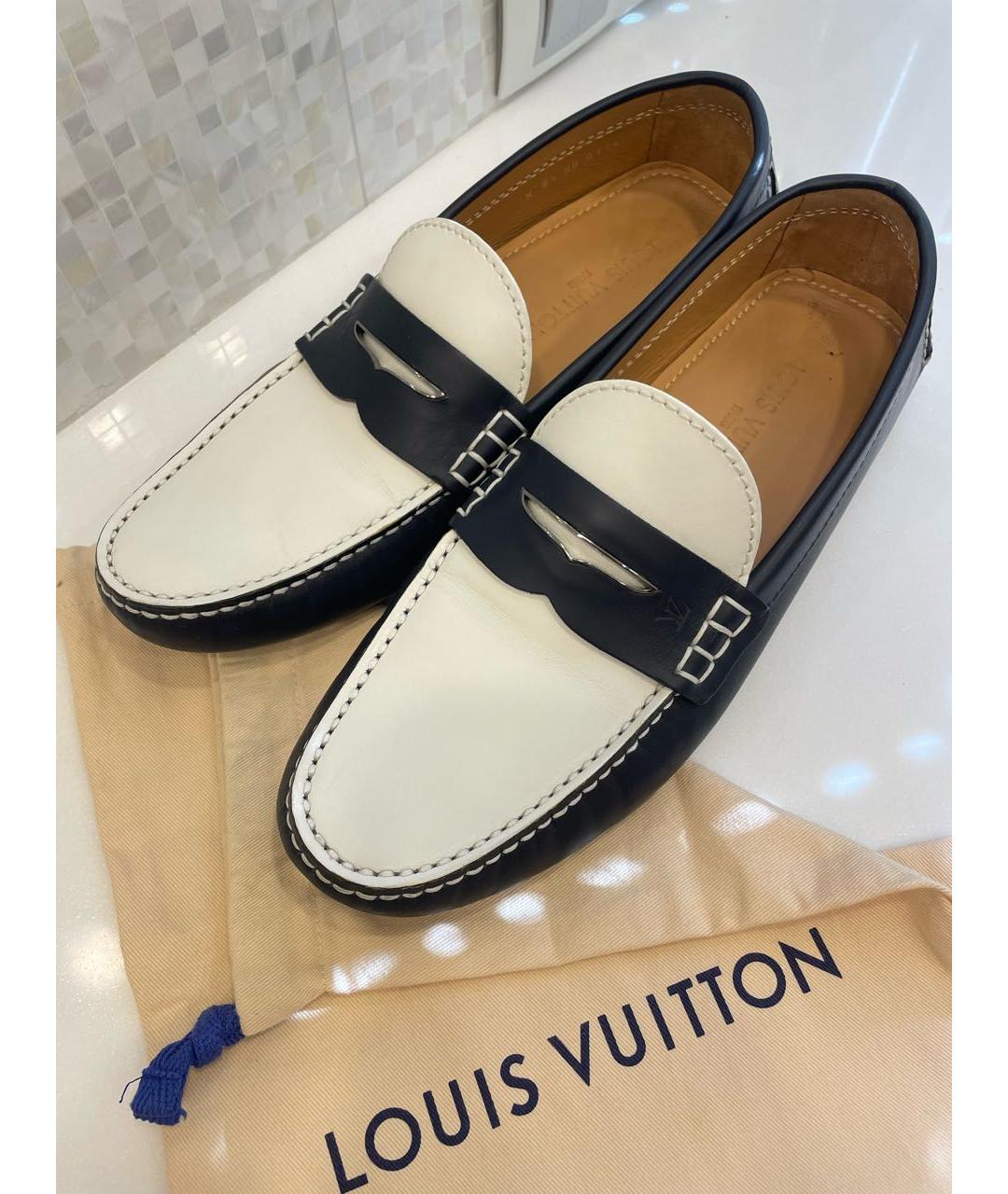 LOUIS VUITTON Белые кожаные мокасины, фото 8