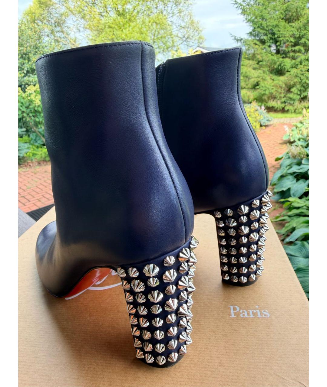 CHRISTIAN LOUBOUTIN Темно-синие кожаные ботильоны, фото 5