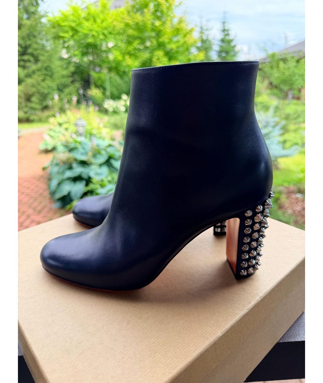 CHRISTIAN LOUBOUTIN Темно-синие кожаные ботильоны, фото 8