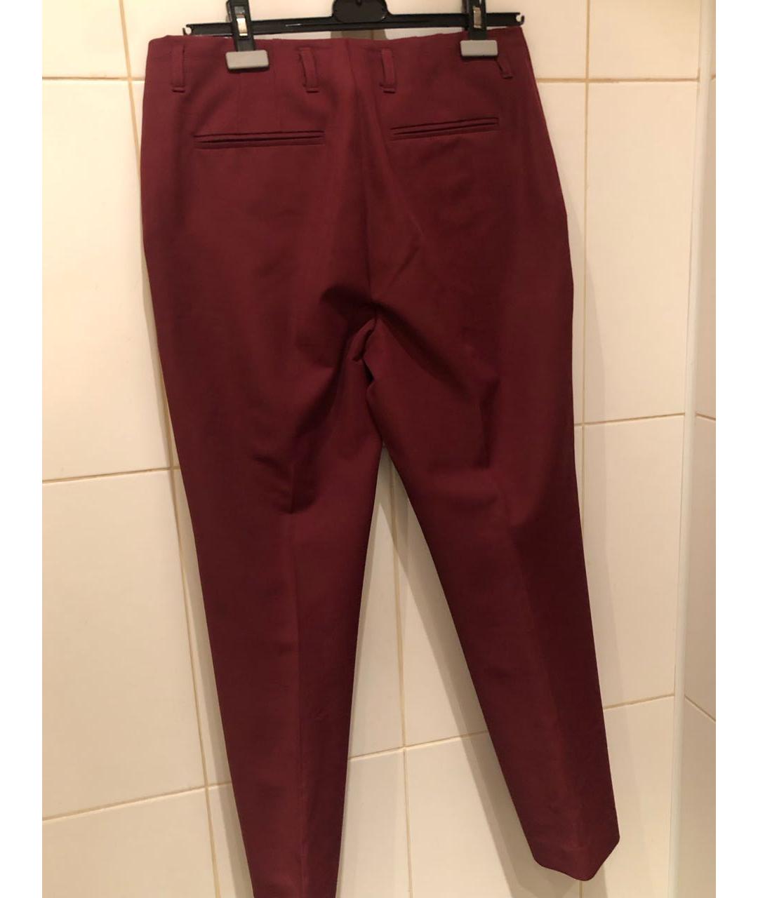 DRIES VAN NOTEN Бордовые шерстяные прямые брюки, фото 2