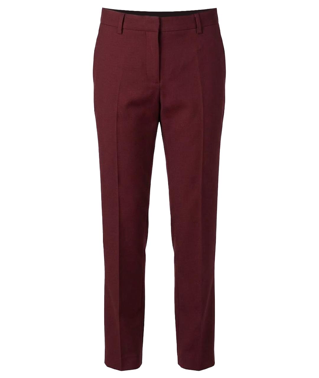 DRIES VAN NOTEN Бордовые шерстяные прямые брюки, фото 1
