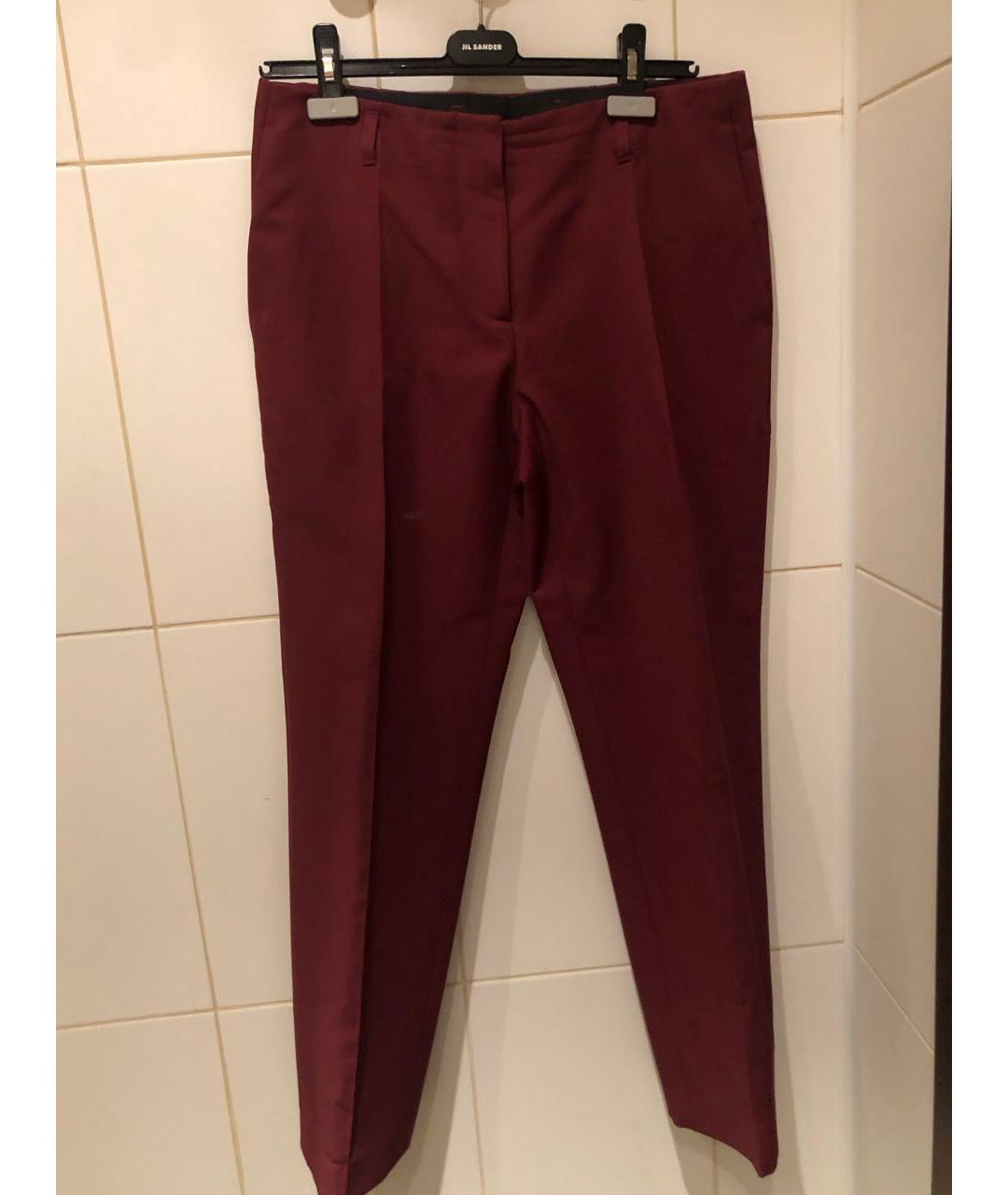 DRIES VAN NOTEN Бордовые шерстяные прямые брюки, фото 4