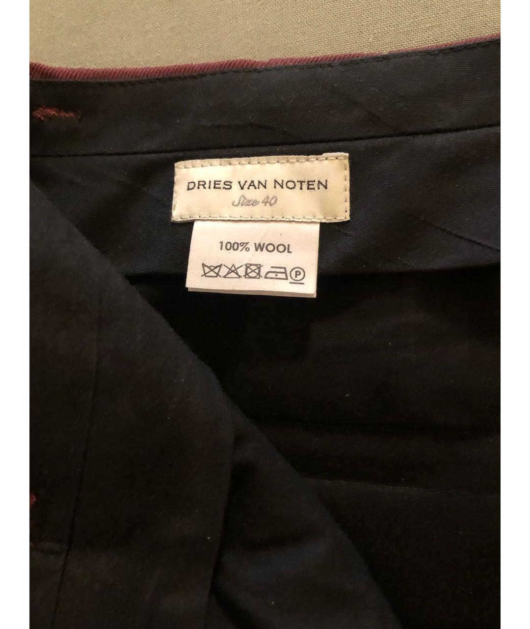 DRIES VAN NOTEN Бордовые шерстяные прямые брюки, фото 3