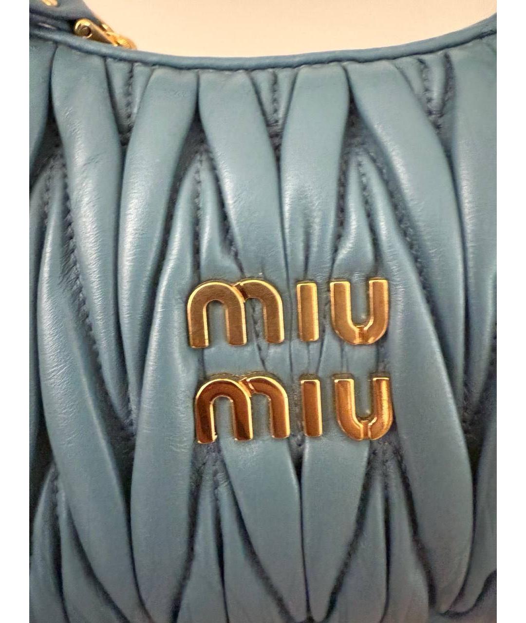MIU MIU Синяя кожаная сумка с короткими ручками, фото 3