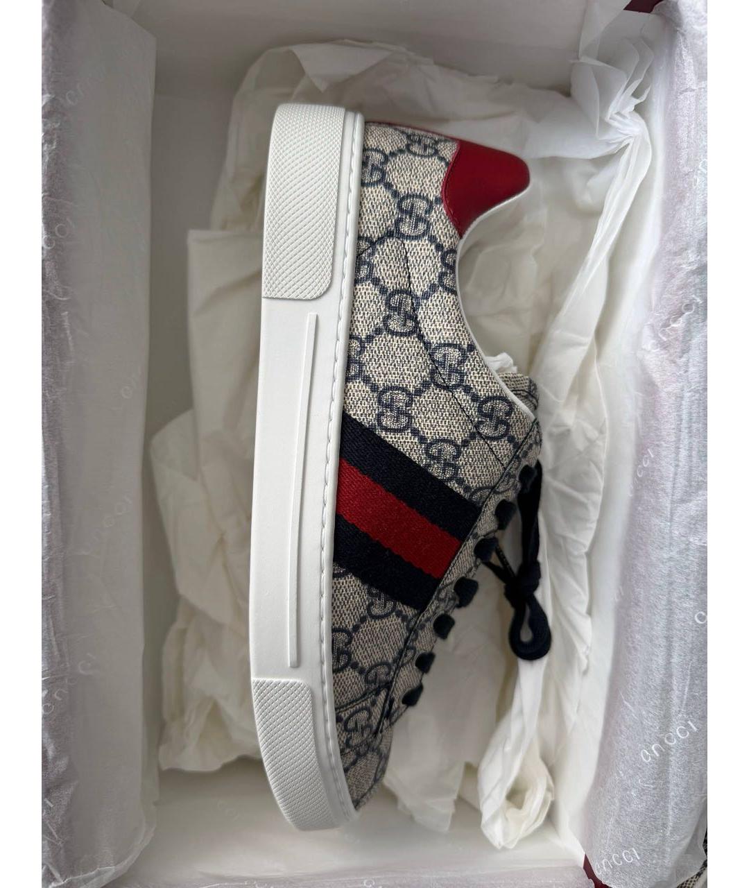 GUCCI Бежевые текстильные кеды, фото 8