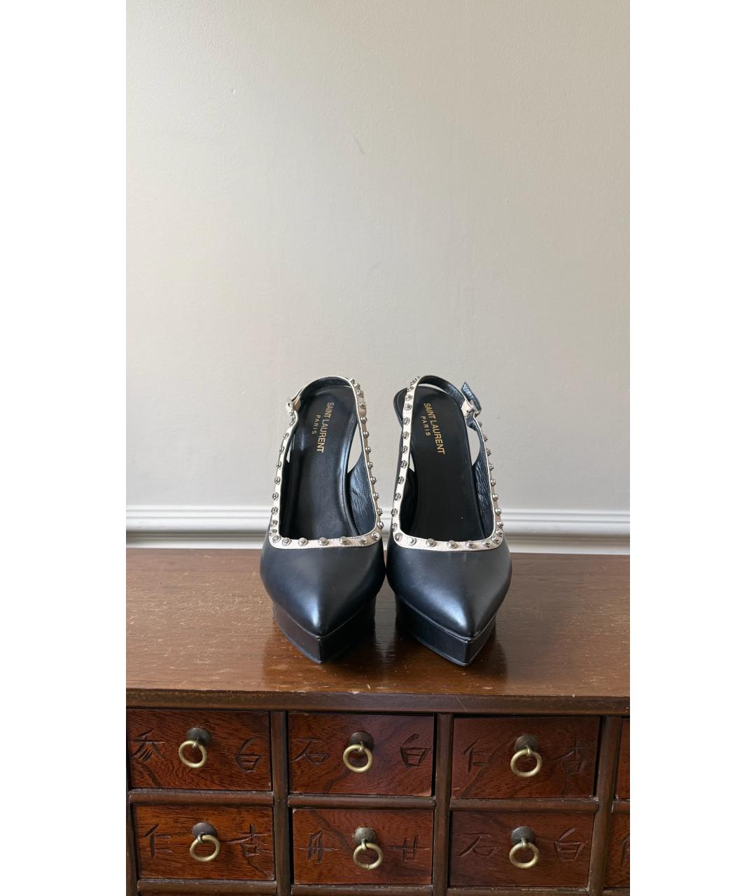 SAINT LAURENT Черные кожаные туфли, фото 2