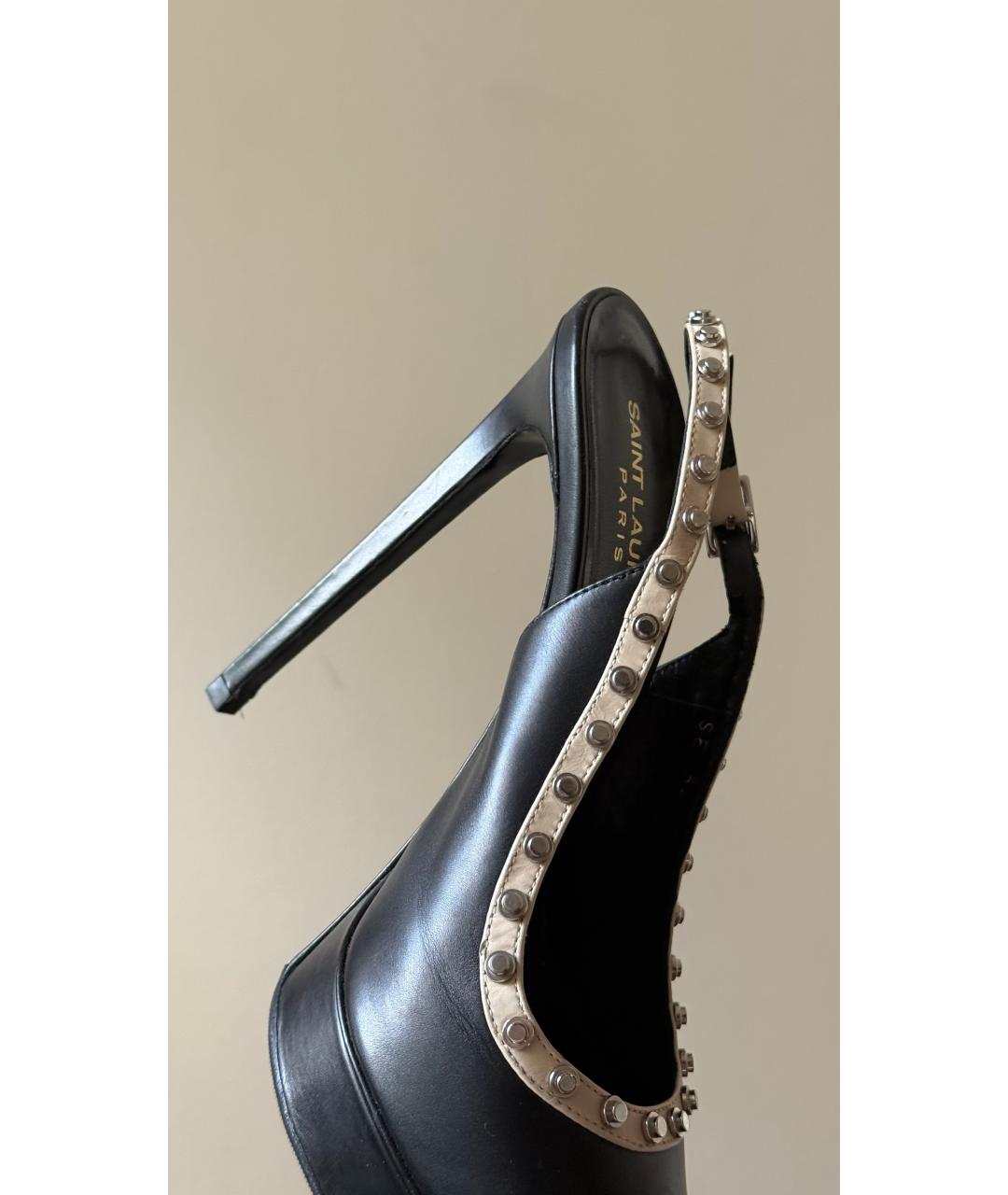 SAINT LAURENT Черные кожаные туфли, фото 6