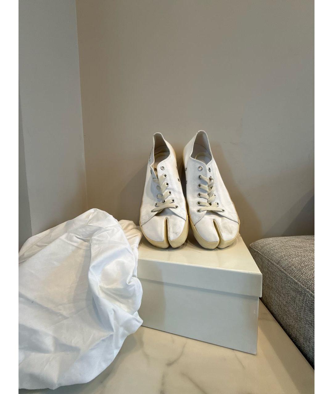 MAISON MARGIELA Белые текстильные низкие кроссовки / кеды, фото 7