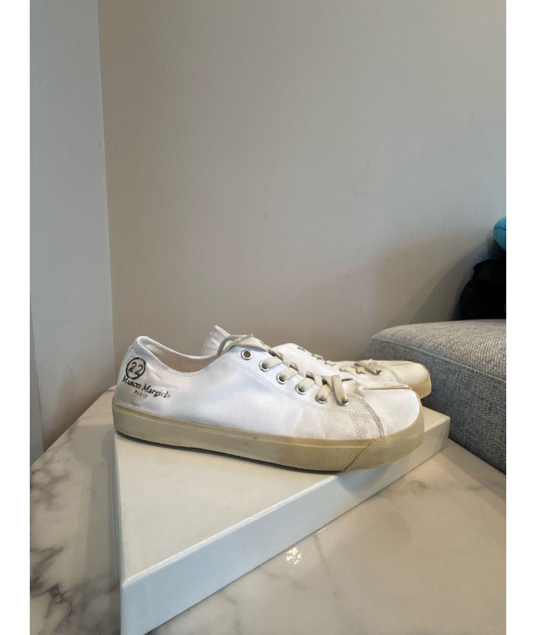 MAISON MARGIELA Белые текстильные низкие кроссовки / кеды, фото 8
