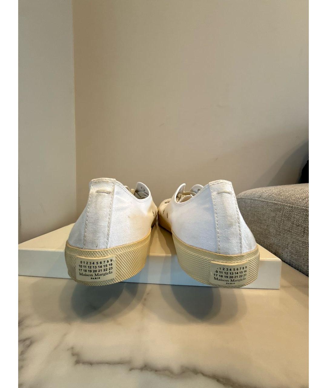 MAISON MARGIELA Белые текстильные низкие кроссовки / кеды, фото 4