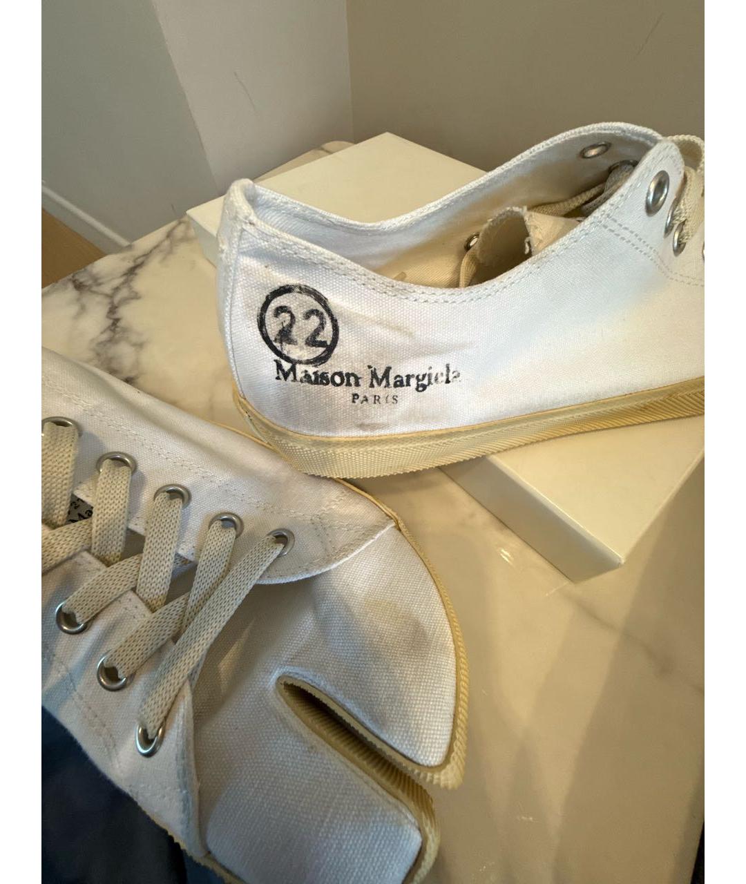 MAISON MARGIELA Белые текстильные низкие кроссовки / кеды, фото 5