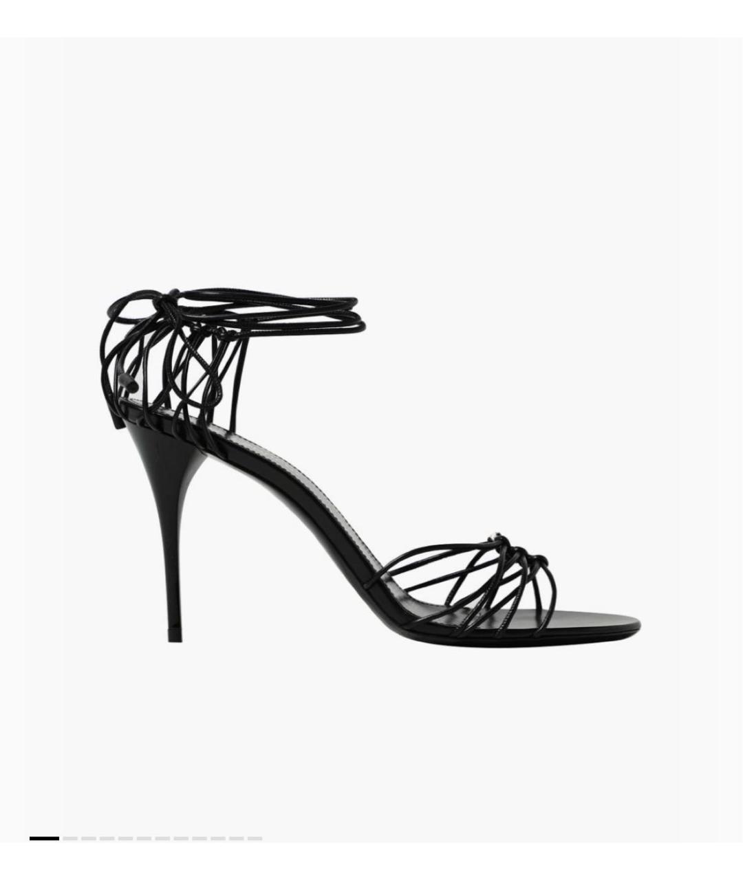 SAINT LAURENT Черные кожаные босоножки, фото 7