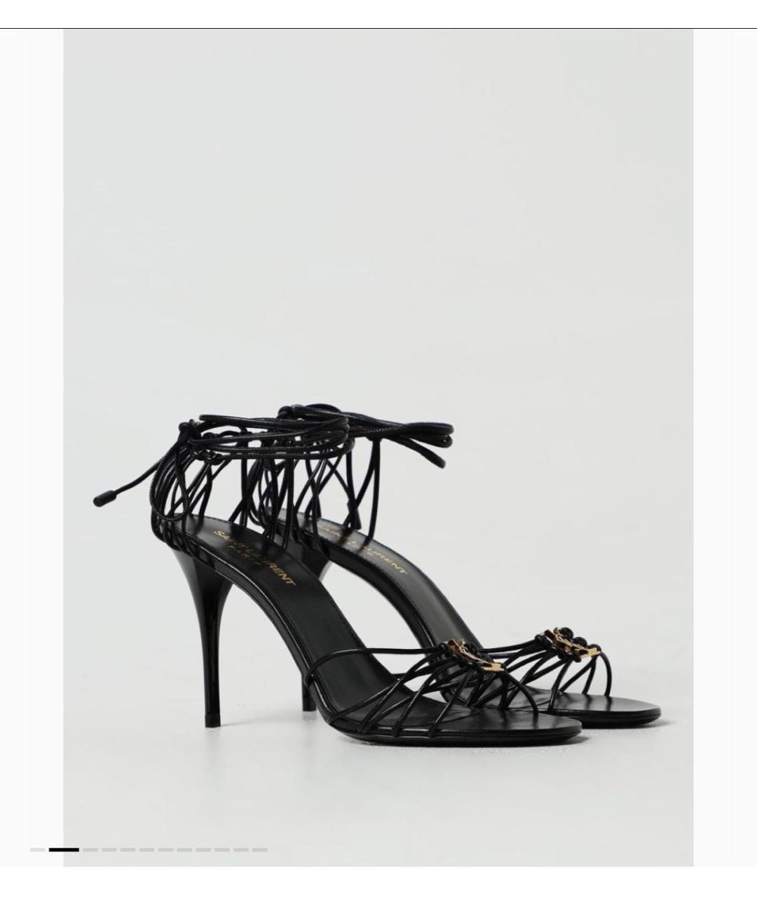 SAINT LAURENT Черные кожаные босоножки, фото 2