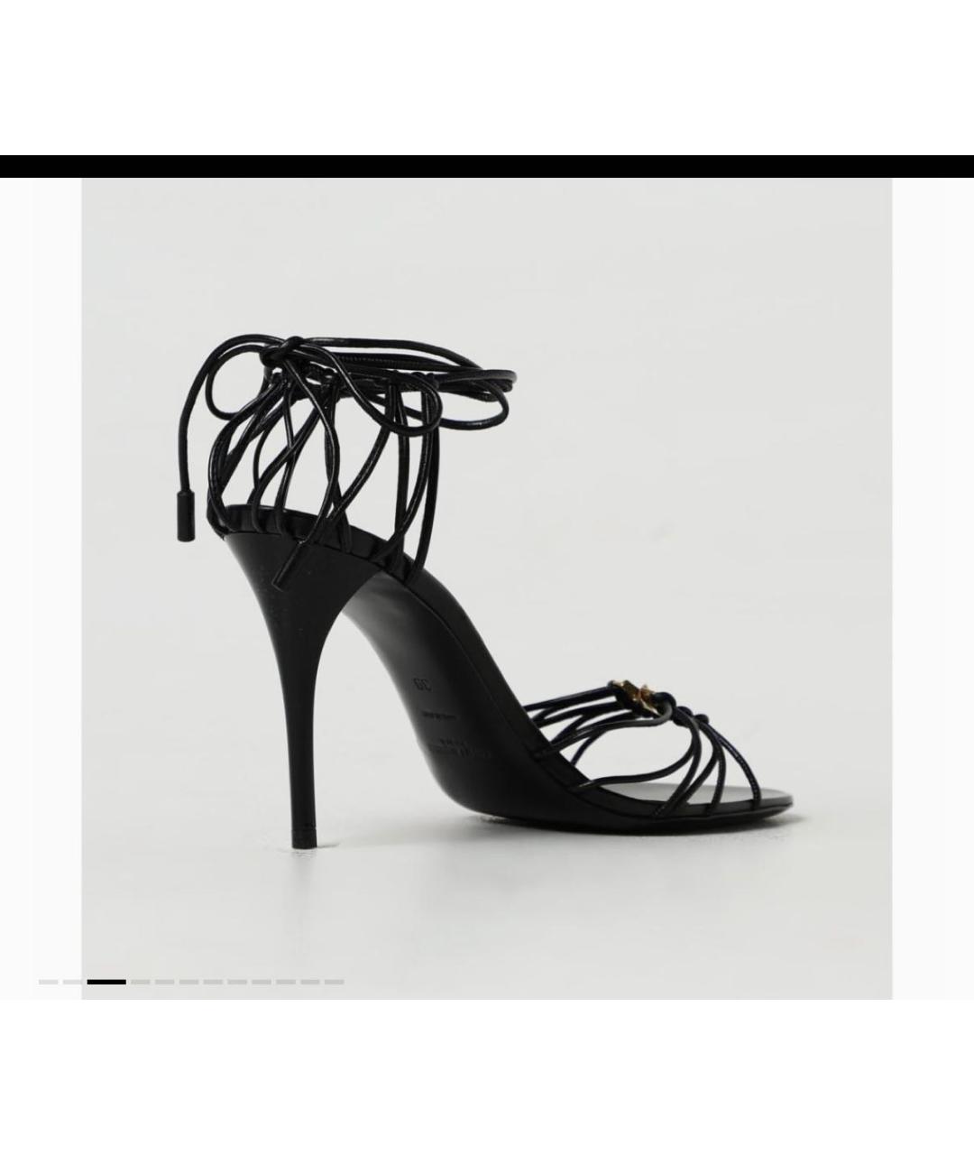SAINT LAURENT Черные кожаные босоножки, фото 3