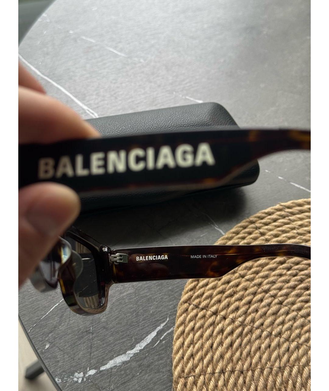 BALENCIAGA Коричневые пластиковые солнцезащитные очки, фото 5