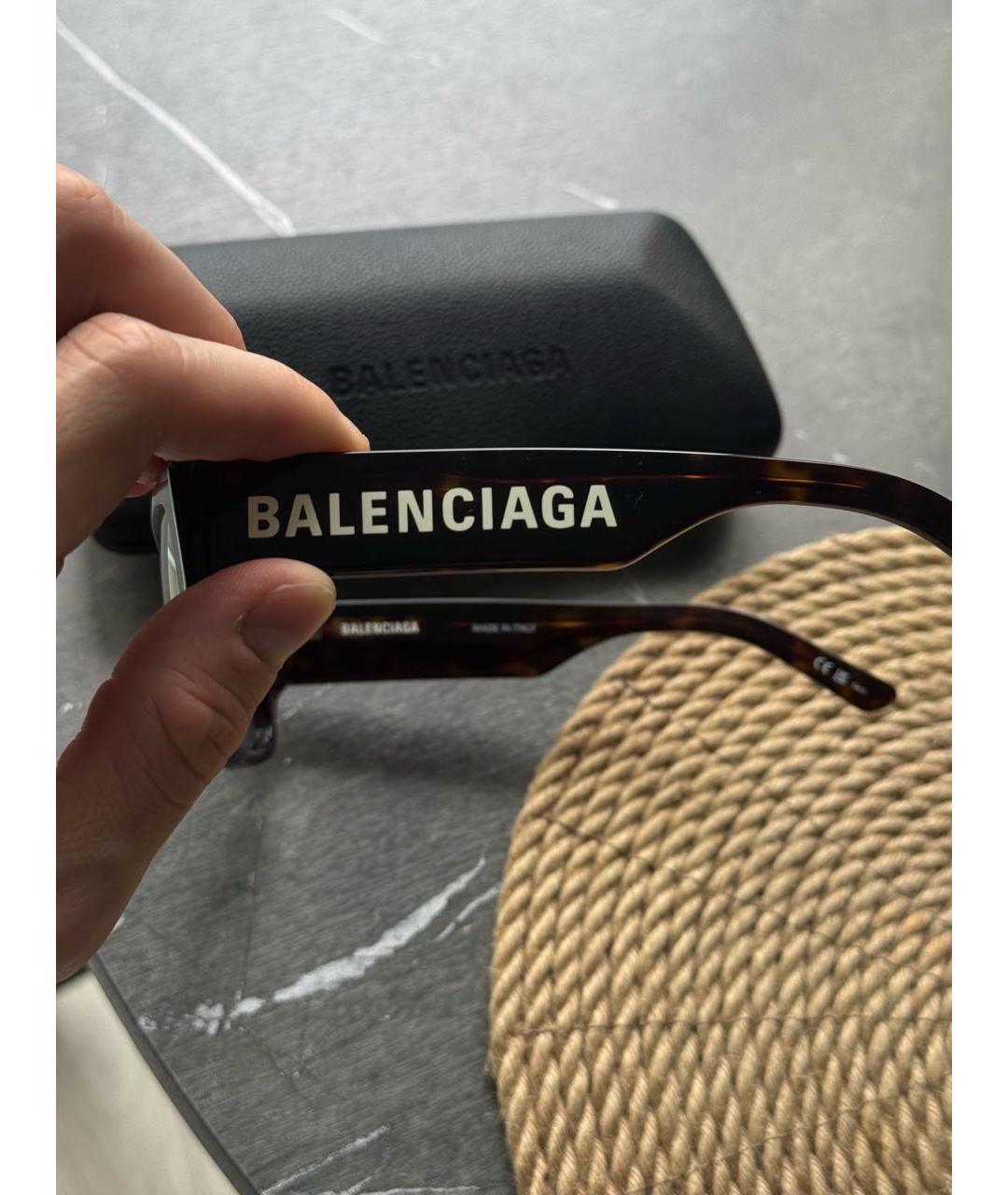 BALENCIAGA Коричневые пластиковые солнцезащитные очки, фото 6