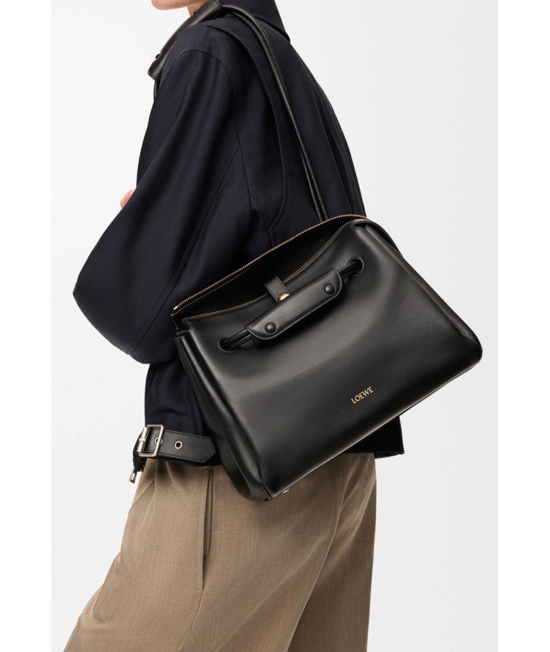 LOEWE Черная кожаная сумка с короткими ручками, фото 5