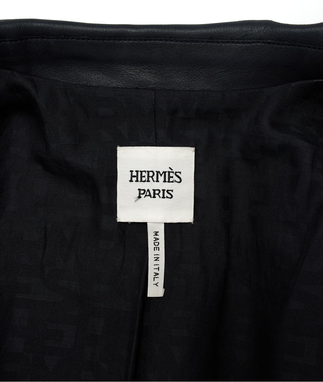 HERMES Черная кожаная куртка, фото 3