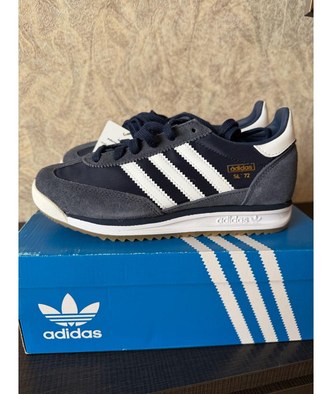 ADIDAS Темно-синие текстильные кроссовки, фото 5