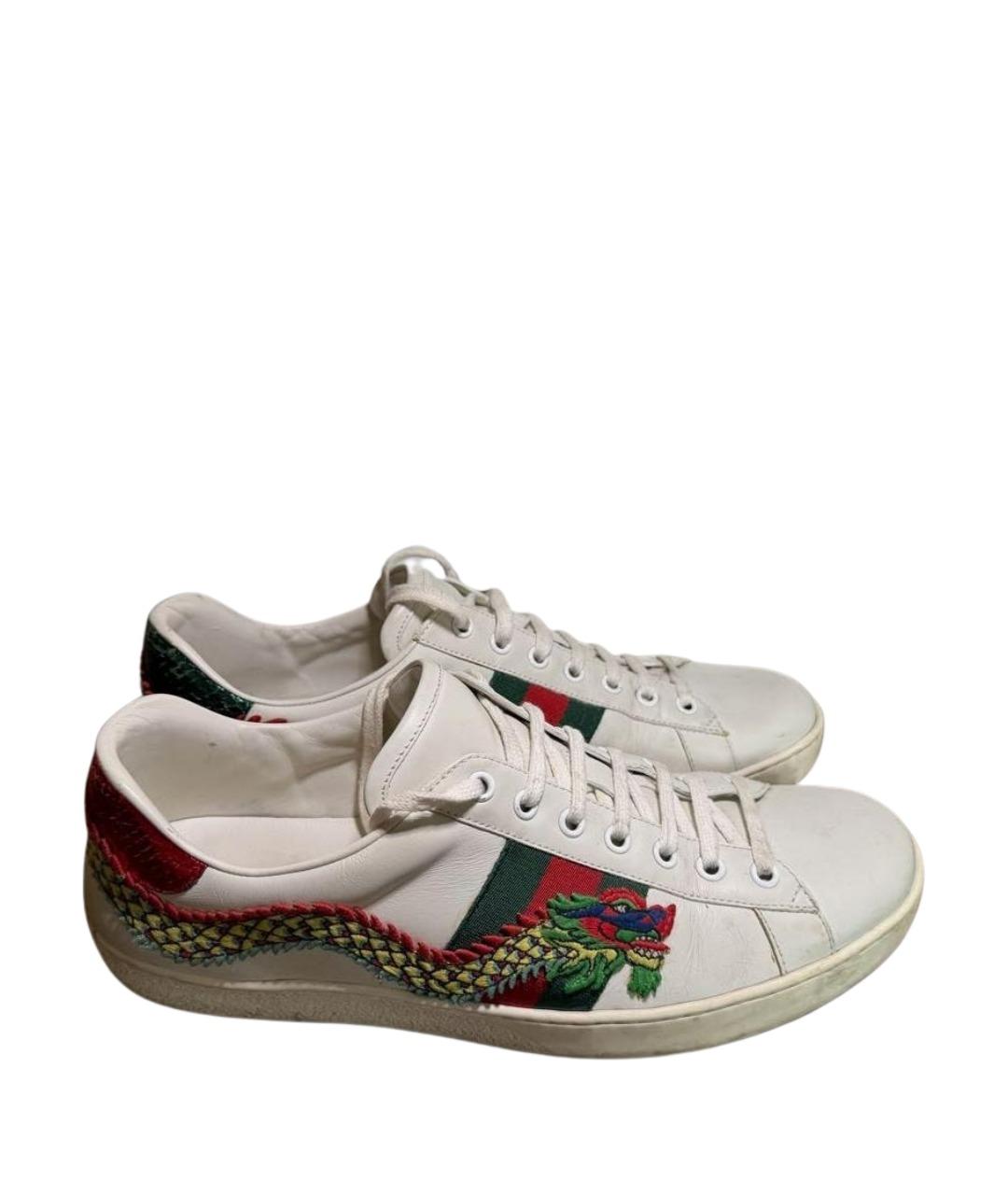 GUCCI Белые кожаные низкие кроссовки / кеды, фото 1