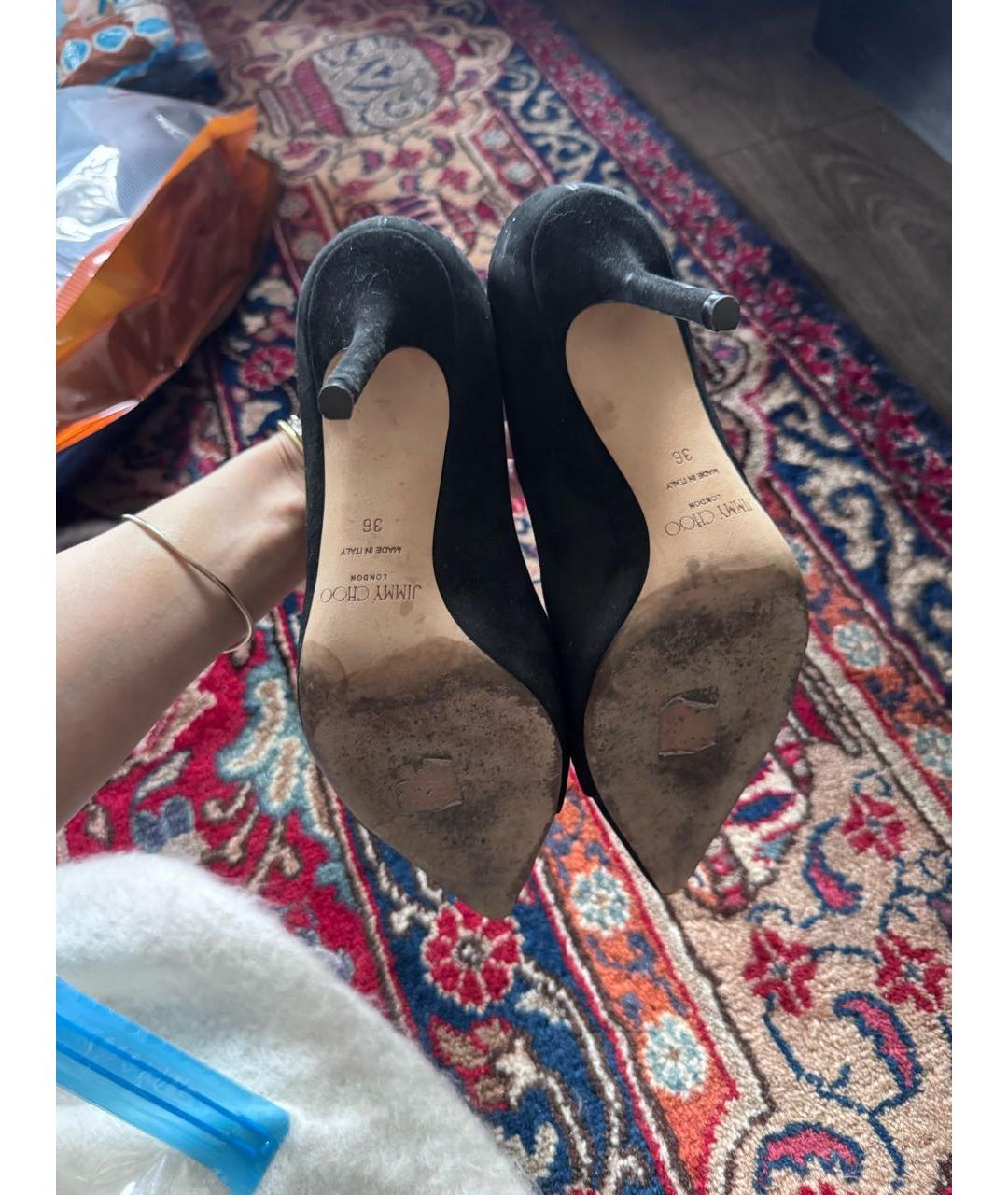 JIMMY CHOO Черные замшевые туфли, фото 5